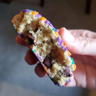 Special cookie they did for Halloween.  Chocolate chip with sprinkles on the outside.