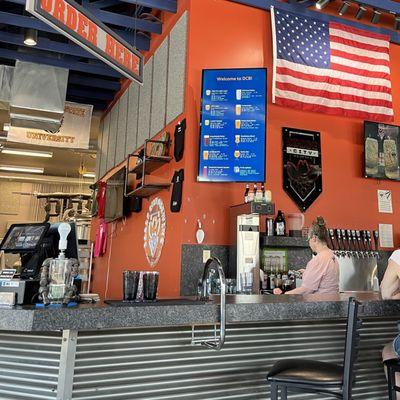 Bar area with brew menu on the screen