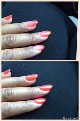 Orange and pink mood polish