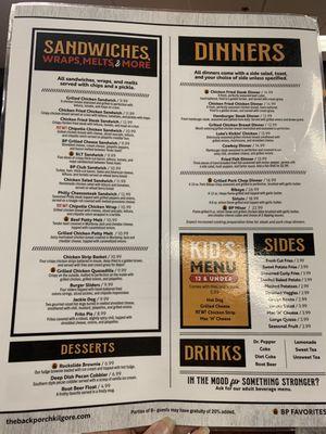 New menu