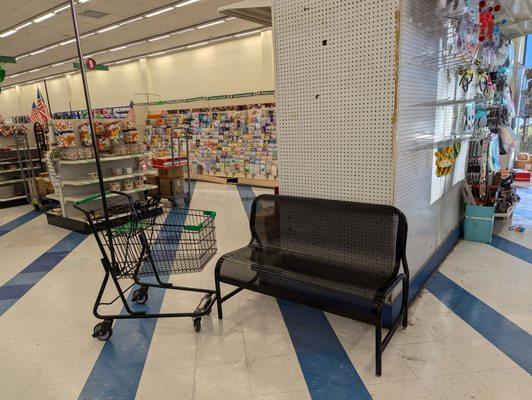 A bench I can occupy while the wife looks for her Dollar Tree 'bargains'.