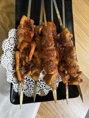 3x BBQ Squid + 3x BBQ Chicken Skewers