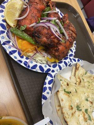 garlic naan and Tandoori Chicken