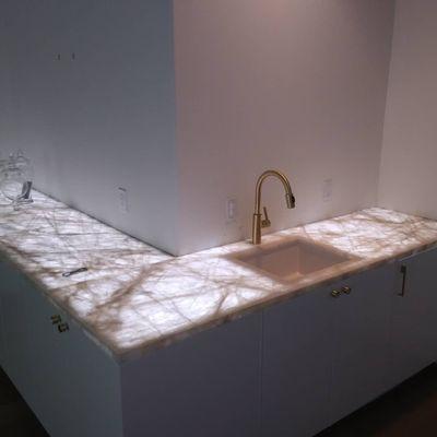 Custom Wet Bar (Backlit Quartzite Top)