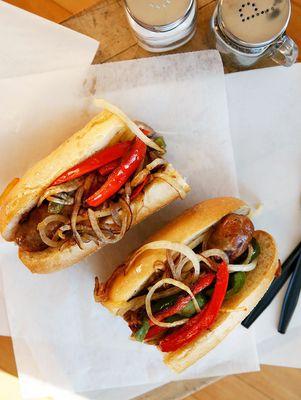 One thing we are famous for is the homemade Italian sausage. Topped with peppers and onions and you got yourself an awesome sub.