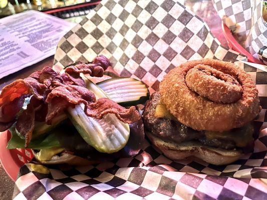 The Rodeo Burger (delicious and filling!)