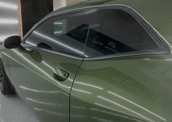 Window Tint installed on this Dodge Challenger. 15% Ceramic Tint