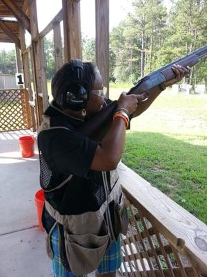 Alissa Baker shooting Sporting Clays.