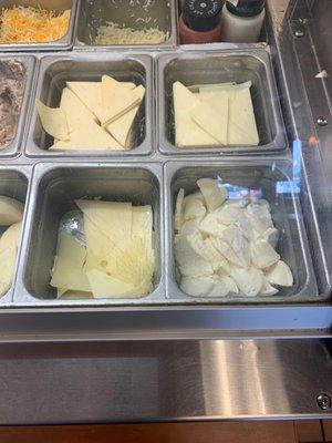 Cheese options now include mozzarella cheese.