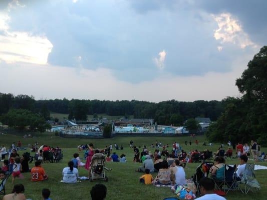 Sitting on the hillside with a cool breeze.  Getting ready for the July 4th fireworks show...