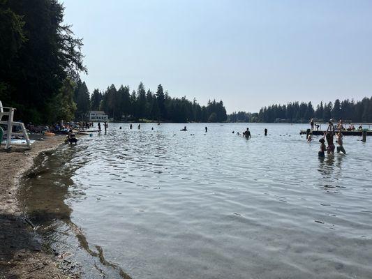 Small beach at the lake, but nice shallow waters for young kids to play in!