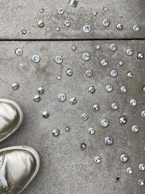 Bejeweled sidewalk at Chris Park