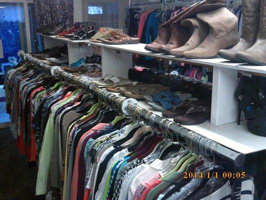 Lots of clothes and shoes, great bargains