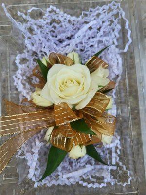 Wrist corsage - $45ish.  Fresh and pretty, as promised by Carla.