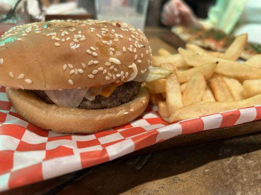 Burger and fries