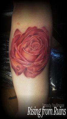 Rose done by Troy Simpson of rising from ruins