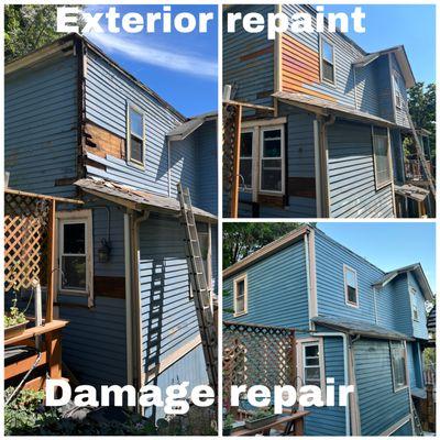 Exterior damage repair and repaint service