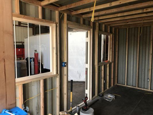 Framing a 20' custom container office