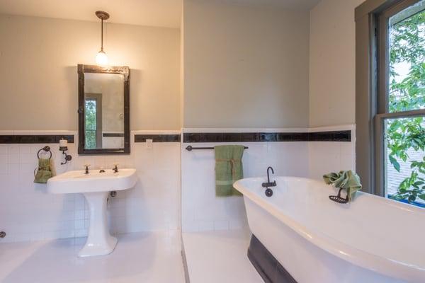 A bathroom remodel in a 100 year old home in Taylor TX!  We love to flip houses and can help you too!