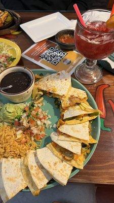 Hibiscus margarita, veggie quesadilla