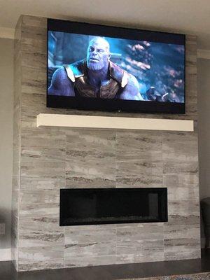 75 inch over tile fireplace