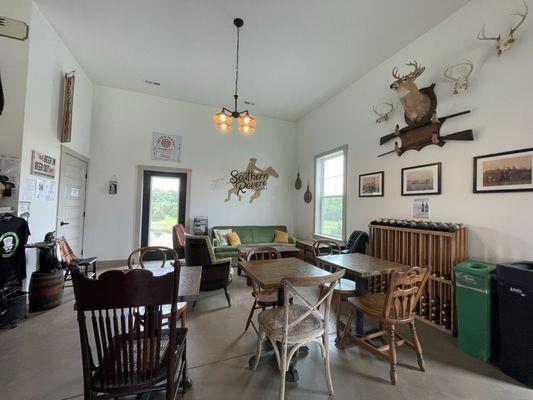 Seating area in tasting room