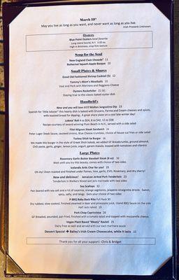 3/19/24 menu