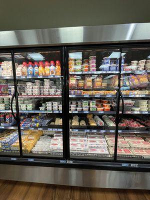 Grocery Dept - Dairy, Braum's dips and cheeses along with eggs & coffee creamers