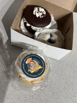 Cupcake, donut and a whoopie pie!