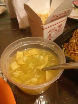 egg drop soup, tasted like corn and from a box