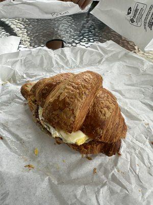 sausage, egg, cheese on a croissant