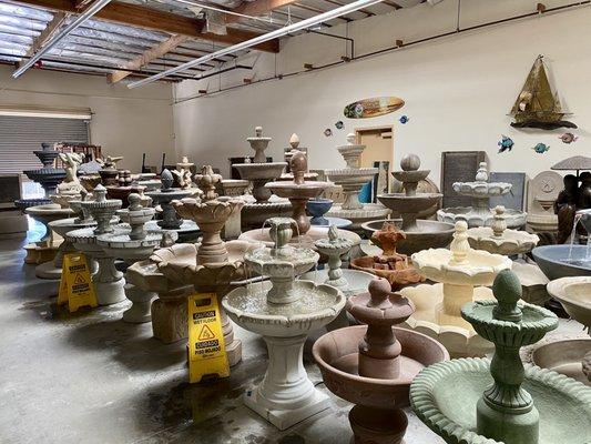 HUGE selection of fountains and birdbaths.