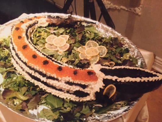 Sturgeon decorated in Black caviar