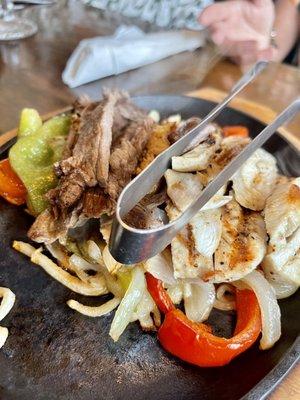 Chicken & steak fajitas.