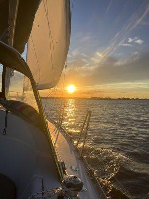 Sunset and sails