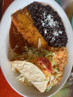 2 item combo enchilada and taco with black beans