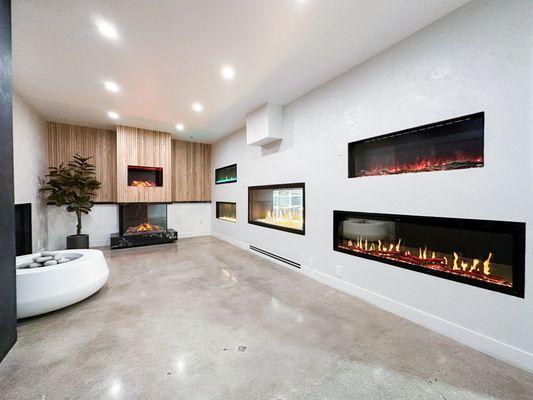 Electric Fireplaces, Gas Fireplaces, Water Vapor Fireplaces, See-Thru Fireplaces, Showroom in Van Nuys  Los Angeles Design Studio by Ace.