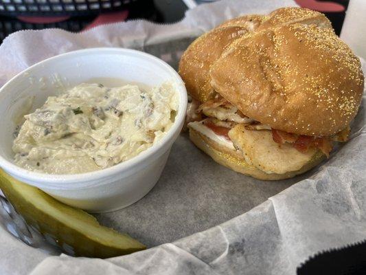 Chicken, Bacon, Ranch Sandwich and Potato Salad