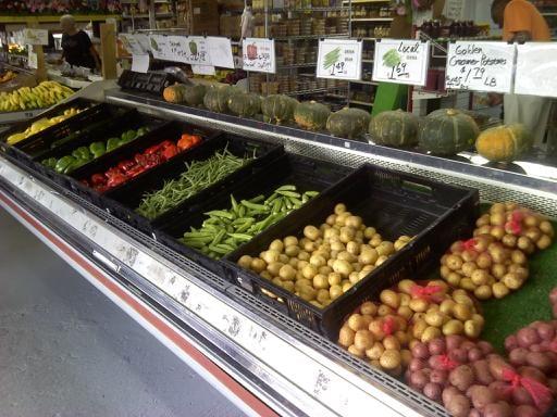 Potatoes, okra, green beans, red and green bell peppers