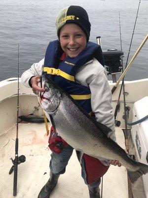 My son in fishermen's heaven - look at his smile!