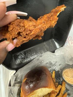 Satan fried chicken because it's fried to HELL smh.  Just Chicken has really fallen off, BAD!!