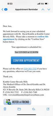 Appointment reminder