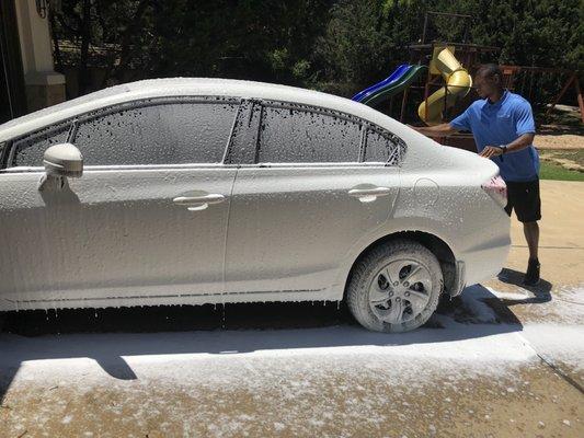 Foam washing