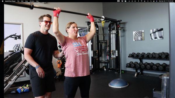 Master trainer Richard taking Crissie through a tough workout