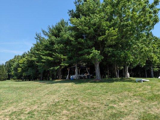 Private picnic location. Plenty of shade and a consistent cool breeze. We went on an 85 day and were very comfortable.