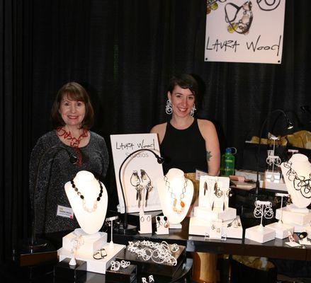 The talented Laura Wood and her mom modeling her work