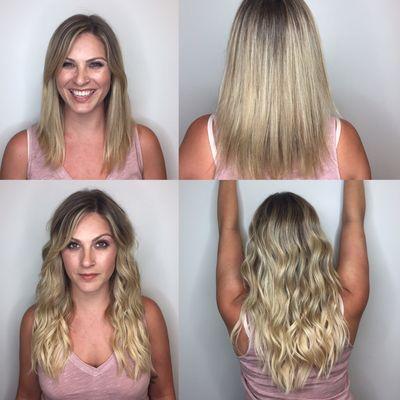 Before and after. Highlights and hothead extensions