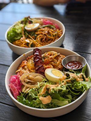 Rose Cheese Katsu Bowl and Bugis Pork Bowl with noodles