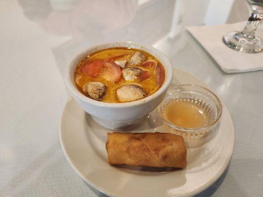 Coconut Lemon Grass Soup and Spring Roll included with entrée