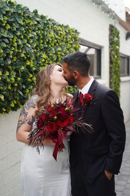 Shot of bouquet at wedding